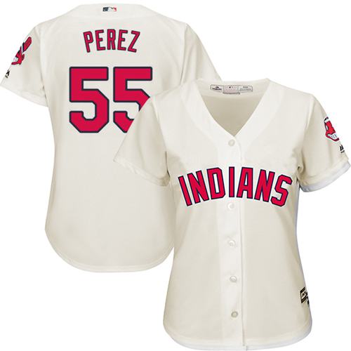 Indians #55 Roberto Perez Cream Women's Alternate Stitched MLB Jersey - Click Image to Close